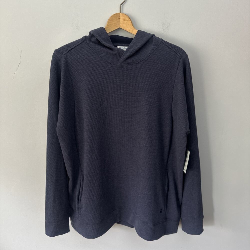 Tommy John Hoodie Mens XL Night Sky Blue Waffle Weave Long Sleeve Lounge Casual